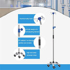 Pole Portable, Stainless Steel Infusion Stand with 4 Hooks and Wheels, Height Adjustable 43.3in-81.5in Movable drip Rack