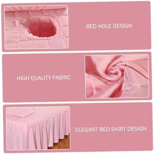 Massage Table Skirt, Massage Bed Cover with Pillowcase 73x28 Inch Table Cover with Hole & Pocket Comfort Reusable Sheets for Spa, Beauty, Tattoo