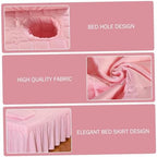 Massage Table Skirt, Massage Bed Cover with Pillowcase 73x28 Inch Table Cover with Hole & Pocket Comfort Reusable Sheets for Spa, Beauty, Tattoo