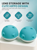 SPORTS WORLD VISION 3PCs Hippo Fun Contact Lens Case, Distinctive Cute Blue Animal Design Contact Lenses Case Box, Portable, Lightweight, Cute & Fun Travel Storage/Soaking Lens Solution Case