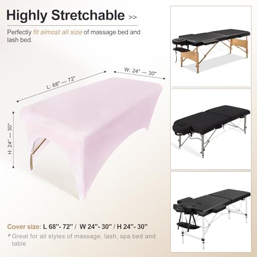 Spa Bed Cover Professional Lash Bed Cover Stretchy Massage Table Cover Beauty Bed Protective Topper, Excellent for Lash Extension, Spa, Massage, Beauty Salon, Wax, Tattoo Bed and Table (Pink)