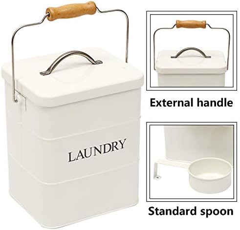 Laundry Powder Bin, Washing Powder Storage Tin with Scoop, Airtight Lid & Handles, Laundry Detergent Powder Storage Box - Perfect for Holding Pods Tablets Capsules Powder Detergent-White