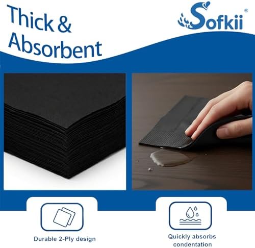 400 Count Black Cocktail Napkins, 4.75x4.75 Inch 2-Ply Disposable Paper Napkins, Bulk Beverage Napkins for Dinner Wedding Bar Party and Daily Use
