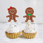 24 Pcs Bow Tie Gingerbread Man Cupcake Toppers Cake Decoration Christmas Baby Gender Reveal Party Dessert Insert MGPFERD
