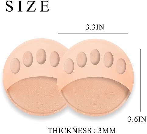 Metatarsa Foot Pads Reusable Soft Ball of Foot Cushions Forefoot Pads for Women Prevention Pain Relief Honeycomb Fabric Foot Pads (2 Pairs Beige /1 Pair Black)
