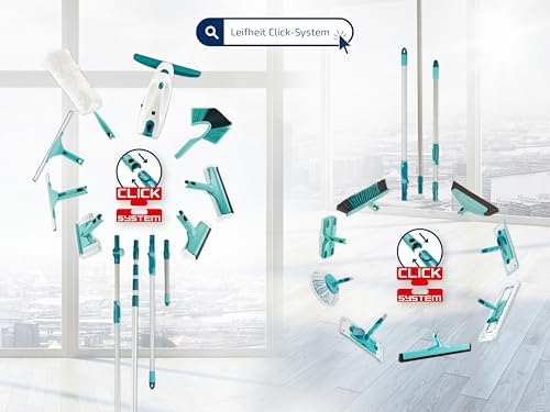 Leifheit Click System Handle, Mop Handle Adjustable and Extendable Between 145-400 cm, Telescopic Pole to Extend Reach of Squeegee, Duster or Mop Head