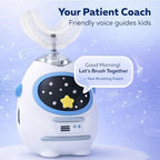 Kids U-Shaped Electric Toothbrush, Voice Guidance & Music Guided Brushing, 4 Brush Heads, 3 Modes, 360° Gentle Silicone, Type-C Charging, for Ages 3-12 (Heroic White)