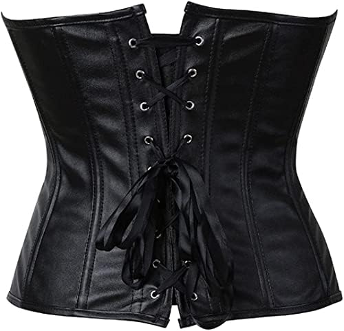 HNGHOU Corsets for Women Faux Leather Corset Top Steampunk Corsets Zipper Bustier Pirate Costume