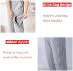 Catheter Leg Bag Pants for Men/Women,Pants for bedridden Patients,Catheter Clothing,Cotton Pants for Urine Bags After Surgery,Drainage Bags Can Be Hidden in Pants Black