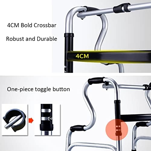 Walker for Seniors with Seat，Folding Adult Standard Walkers with 2 Front Wheels Lightweight Portable Walking Frame Height Adjustable Mobility Aid for Handicap Disabled
