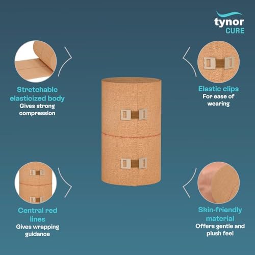 T.y.n.o.r. Tynocrepe Cotton Elastic Crepe Bandage, 10cm x 4m, Compression Support for Hand Knee Leg Wrist, Beige