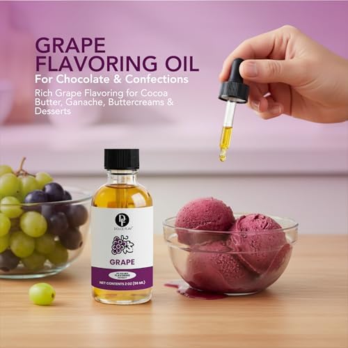 Dolce Flav Grape Extract – 2 Ounce Oil-Soluble Kosher, Sugar-Free, Concentrated Fruit Flavor for Candy, Chocolates & Desserts, Includes Measured Dropper