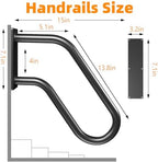 Handrails Wall Mount Stair Safety Handle Non-Slip Step Metal U-Shape Grab Yard Mounted Garage Porch Garden Hand Railings Powder Coated Heavy Duty Indoor or Outdoor Safe Bars Black for 1 to 3 Steps