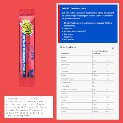 Sqwincher ZERO Qwik Stik - Sugar Free Electrolyte Powdered Beverage Mix, Assorted Flavors (40 Sticks)