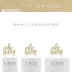 NANASUKO Baby Shower Cake Topper - oh baby - Double Sided Gold Glitter - Premium Quality Made in USA