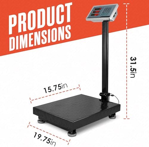 Houseables Industrial Scale, Platform Scale, 600 LB, Large, Weight Machine for Luggage, Shipping, Packages, Floor, Commercial, Heavy Duty, Box, Postal, Laundry, Warehouse, Luggage Weighing, Digital