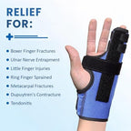 Metacarpal Finger Splint Hand Brace, Pinky Finger Splint for Boxer Fractures, Two Finger Brace for 4th or 5th Finger, Ulnar Gutter Splint Right Hand and Left (S/M)