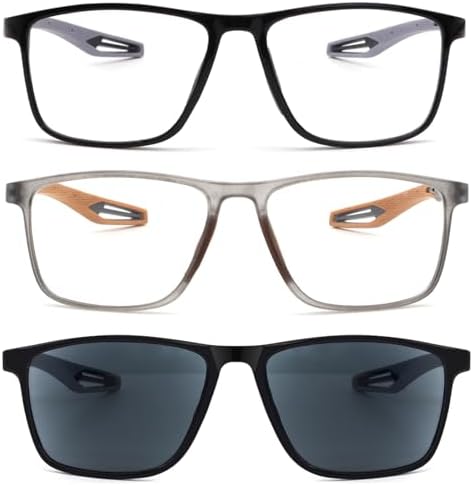 2 Pack Reading Glasses for Men，Sports Style Blue Light Blocking Readers with Anti Glare Filter Lightweight Eyeglasses