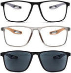 2 Pack Reading Glasses for Men，Sports Style Blue Light Blocking Readers with Anti Glare Filter Lightweight Eyeglasses