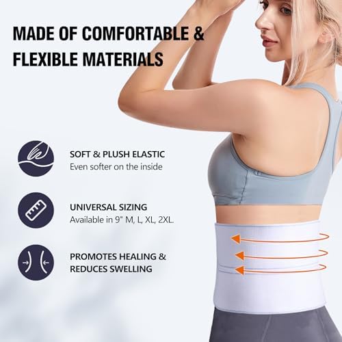 Cozyhealth Elastic Universal Post Surgery Abdominal Binder Lower Waist Support Belt, Wide Belly Girdle Postpartum Stomach Surgical Compression Belly Band for Men and Women (2 Panel - 6", Small)