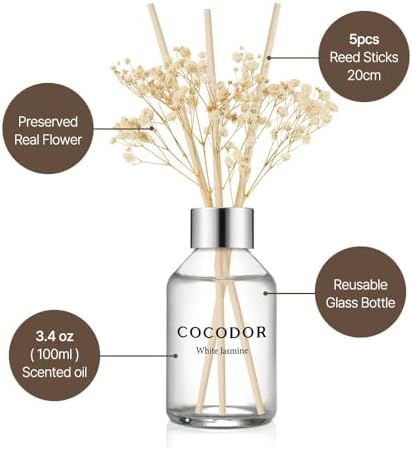 COCODOR Flower Reed Diffuser Set / 3.4oz / Black Cherry/Scent Diffuser with Sticks Home Fragrance Reed Diffuser for Bathroom Shelf Decor