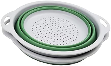 SAMMART 2.6L (0.68 gallons) Collapsible TPE/PP Colander & Bowl Set. Foldable Washing Basin - Portable Dish Washing Tub - Space Saving Colander
