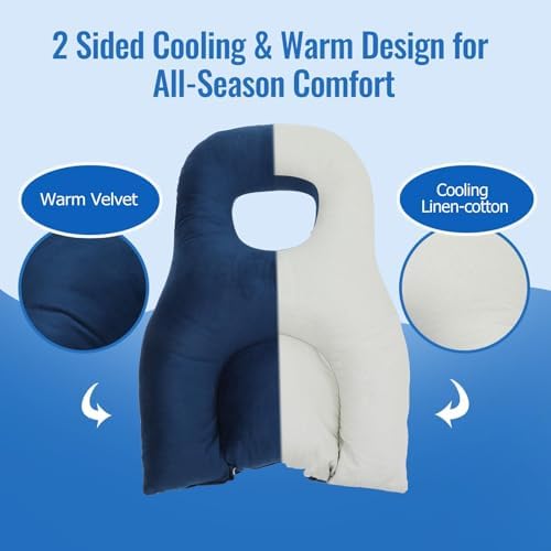 Face Down Pillow for Eye Surgery Recovery,Massage Pllow Face Down,BBL Pillow,Dual Sided Flannel &Cotton Linen Prone Support for Stomach Sleeper,with Adjustable Breathable Cushion and Grip Magic Tape