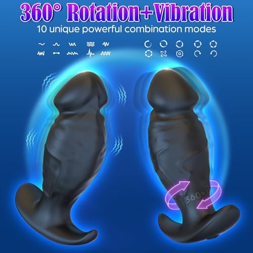 Anal Plug Sex Toys for Men Women, Mtsige 360° Rotating Vibrating Butt Plug Anal Dildo Vibrator with 10 Frequencies APP Control, Silicone Prostate Massger Anal Toys Anal Sex Toy, Adult Toys (Black)
