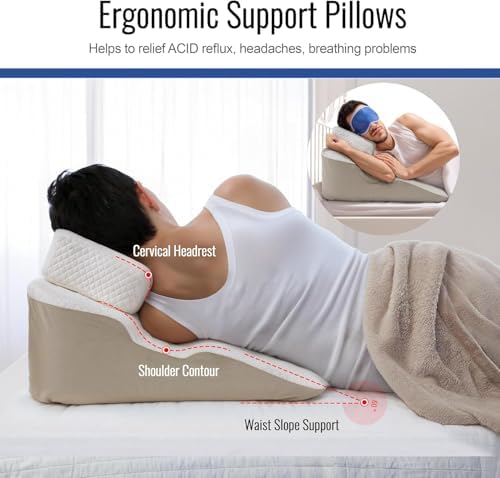 Daneey Wedge Pillow for Side Sleepers with Arm Hole, Adjustable U-Shaped Headrest Pillow Cushion for Adults, Relieves Neck, Back, Shoulder Pain, Removable Cover