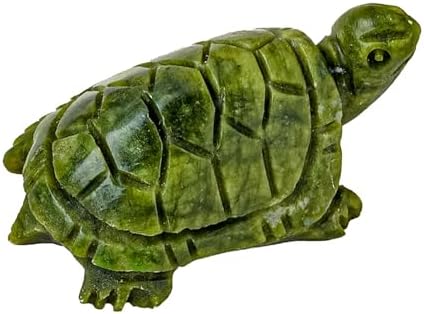 Natural Crystal Turtle Statue Rough Stone Jade Wealth-Attracting Ornament Crystal Handicraft Table Decoration Ornament (Jade Turtle Large)
