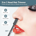 5PCS 2-in-1 Nasal Hair Cutter, Double-Sided Nose Hair Trimmer Upgrade, Manual Nose Trimmer Portable with Soft Cleaning Brush for Women and Men (Gray)