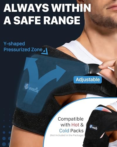 Shoulder Brace for Men & Women - Adjustable Shoulder Compression Sleeve with Y-shaped Compression Strap - Medium Shoulder Support & Pain Relief - Universal for Left & Right Shoulders, M