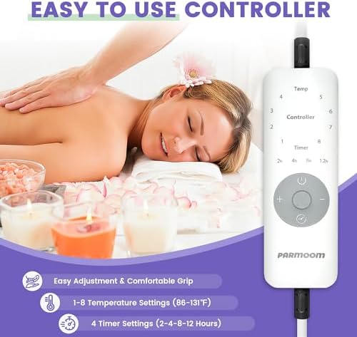 Massage Table Warmer Heating Pad Professional Massage Bed Warmer with 4 Timer, 8 Heat Settings, Overheat Protection for Massage Bed & Spa, Lightweight and Compact for Easy Portability, 30" x 71"
