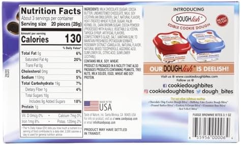 Fudge Brownie Edible Cookie Dough Bites, Small Chocolate Candies, Movie Night Snacks, 3.1 Ounces (Pack of 3)