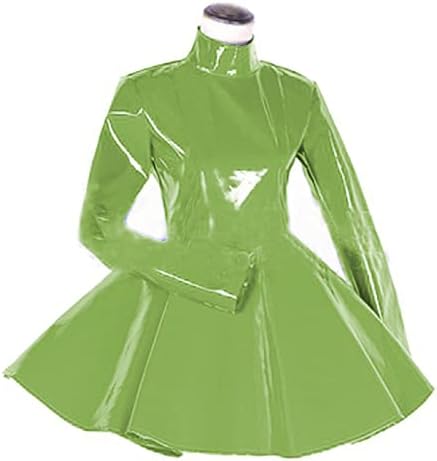 Long Sleeve Women Dress Turtleneck Dress for Women PVC Leather Elegant Party Dress Dress Plus Size Bridesmaid Dress,Fruit Green,XXXL