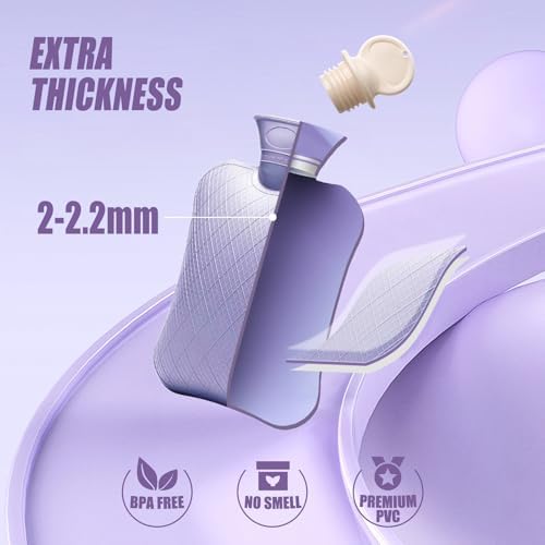 FORICOM Extra Large Hot Water Bottles for Pain Relief.2packs,2L Hot Water Bag for Back Pain, Heating Pad 2Liter, Hot and Cold Therapy.Bpa Free.