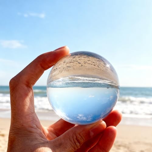 80mm Sparkling Clear Crystal Ball, 3.2in Handcrafted Photography Prop for Magical Shots Elegant Divination Sphere Glass Ball Crystal Sphere Home & Party Decor for Women, Family, Fortune Teller