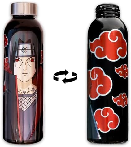 Naruto Shippuden Water Bottle Set - Bundle with 12 Oz Stainless Steel Bottle with Strap and 8 Oz Plastic Bottle Plus More | Naruto Merchandise