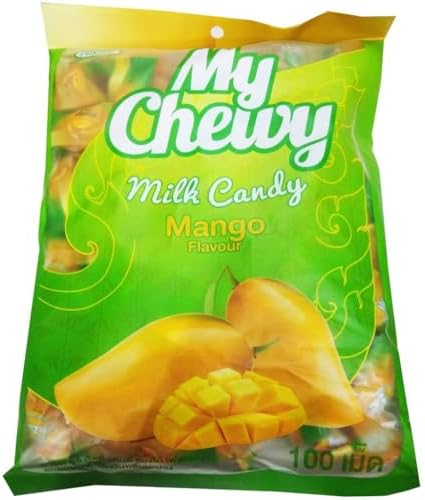 My Chewy Mango Milk Candy (100 Counts, 12.69 Oz) Tropical Fruit Soft Individually Wrapped Sweet Snack Asian for Kids and Adults
