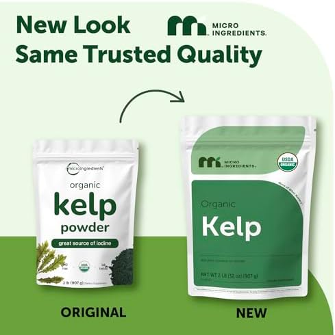 Micro Ingredients Organic Kelp Powder, 2 lb | Whole Plant Sea Kelp Source | Easy to Mix Powder | Long-Lasting Supply for Smoothies, Soups, & Recipes | Source of Iodine | Non-GMO, Vegan
