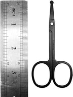 3-Pack Eyebrow and Nose Hair Scissors, 3.5” Stainless Steel Professional Facial Nose Hair Trimmer Scissors for Women and Lace Wigs，for Trimming Small Details Hair, Ear Hair（Black）