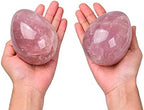 AMOYSTONE Decorative Rose Quartz Egg, Irregular Large Healing Crystal, Natural Stone Carving for Home Decoration, 3.5-4", Energy Cleansing & Gift
