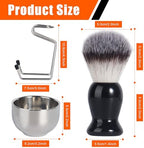 Shaving Brush, 3 In 1 Shaving Brush Set Includes Stainless Steel Shaving Stand and Bowl, Synthetic Badger Hair Shave Brush for Men's Shave Gift