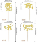 Rsstarxi 36 Pack Class of 2026 Graduation Cupcake Toppers Glitter 2026 Grad Cap Diploma Congrats Grad Cupcake Picks for 2026 Graduation Theme Party Cake Decorations Gold