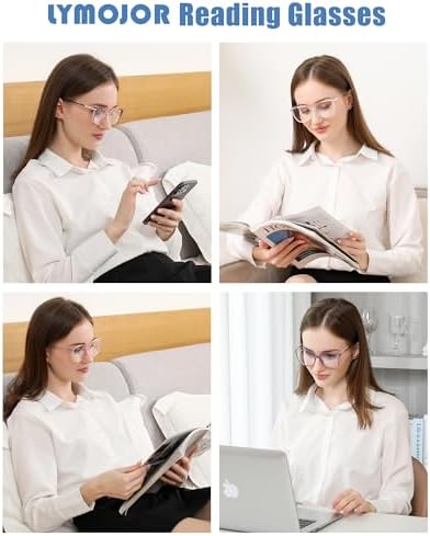 4 Pack Women's Bling Blue Light Blocking Reading Glasses, Fashion Readers with Portable Case, UV400 Protection