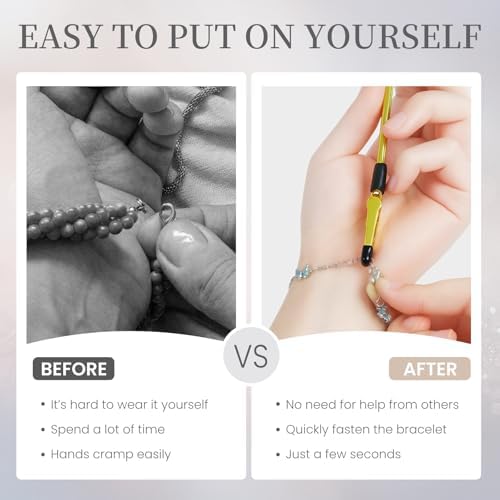 2 Pcs Bracelet Helper Tool with Non-Slip Tips, Easy to Put on Yourself Jewelry Clasp Helper for Necklace & Bracelet, Fastener Assistant for Arthritis & Elderly