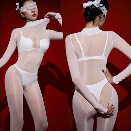 Women Full Body Stockings Oil Shiny Bodysuit Rave Outfits Clubwear