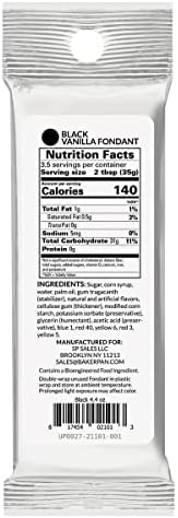 Bakerpan Premium Rolled Black Fondant for Cake Decorating, Vanilla Flavor - 4.4 Ounces (Made in USA)