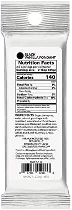 Bakerpan Premium Rolled Black Fondant for Cake Decorating, Vanilla Flavor - 4.4 Ounces (Made in USA)