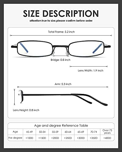 3 Pack Slim Pocket Reading Glasses for Men Women Blue Light Blocking Compact Readers Spring Hinge Metal Frame